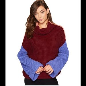 Free people park city colorblock pullover sweater